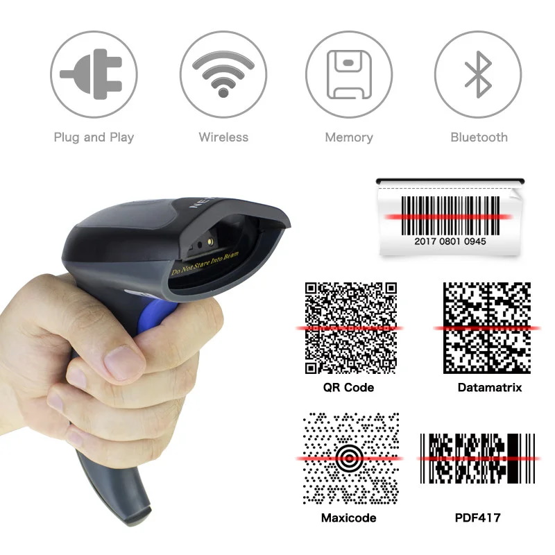 Plug and Play, Wireless, Memory, Bluetooth, QR Code, Datamatrix, Maxicode, PDF417