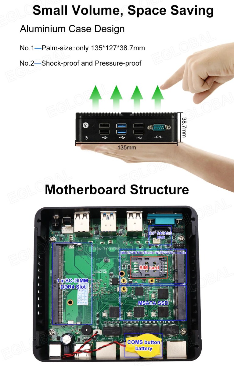 Small Volume, Space Saving Aluminium Case Design No. 1—Palm-size: only 135*127*38.7mm No.2—Shock-proof and Pressure-proof