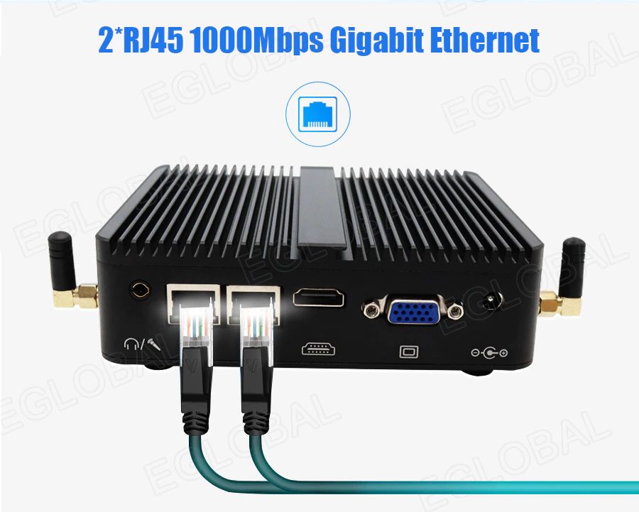 2*RJ45 1000Mbps Gigabit Ethernet