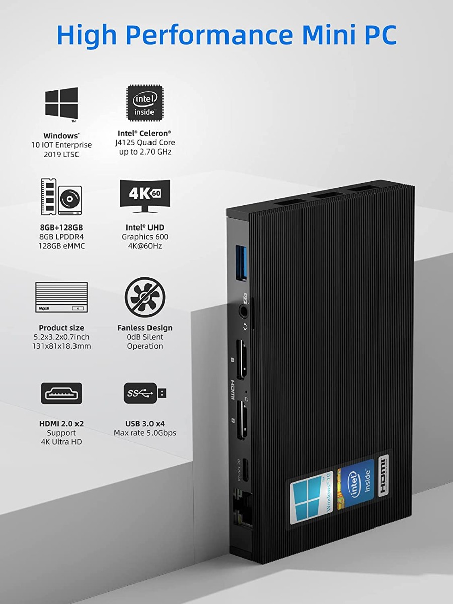 MeLE quieter2q Mini PC Intel Celeron j4125