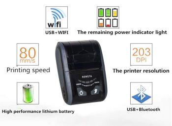 Мобільний термопринтер чеків Rongta RPP200BWU (USB+Bluetooth+WiFi)